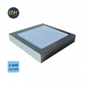 lumière LED luminaire surface 20w 1500 lumens 6.400k chrome mat froid EDM