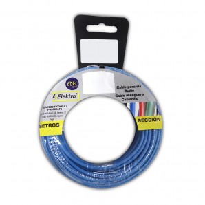 Carrete cablecillo flexible  2,5 mm. azul 50 mts. libre-halogeno