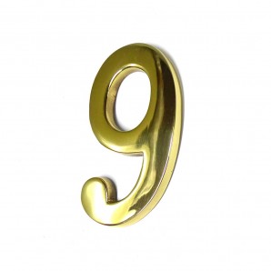 Numeros 9 laton pulido 10cm fijacion invisible