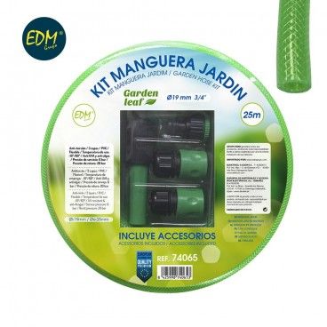 Kit manguera jardin diam. int.19mm diam. ext. 25mm (3/4") rollo 25m