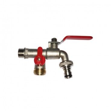 Grifo manguera doble salida 1/2 x 3/4 x 3/4