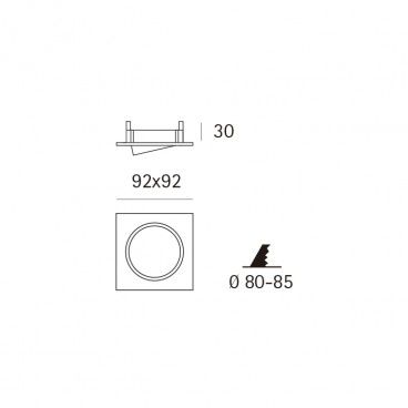 Downlight 704 GX5,3 12V 50W blanco técnico JISO 704D-90