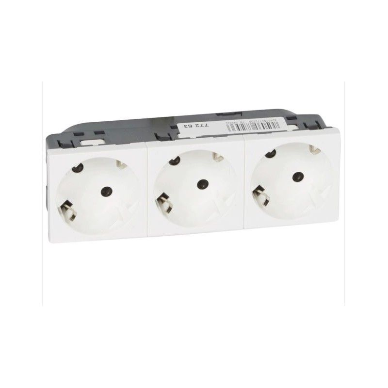 Embase 2P + TT triple blanc Legrand Mosaic 77253