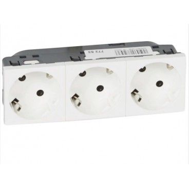 Embase 2P + TT triple blanc Legrand Mosaic 77253