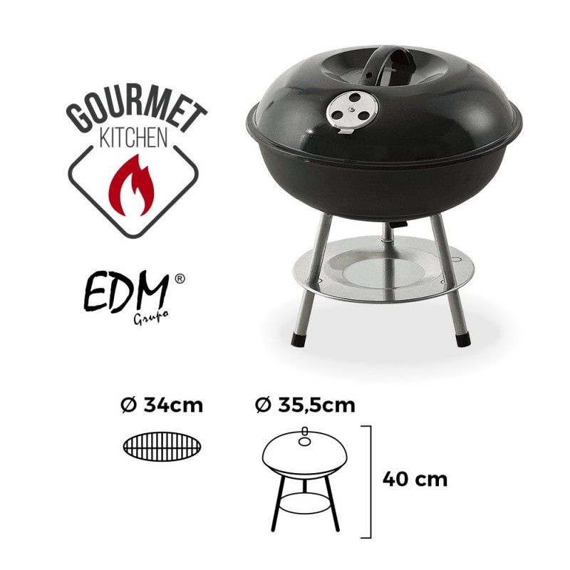 Barbacoa negra ø 35,5cm 3 patas