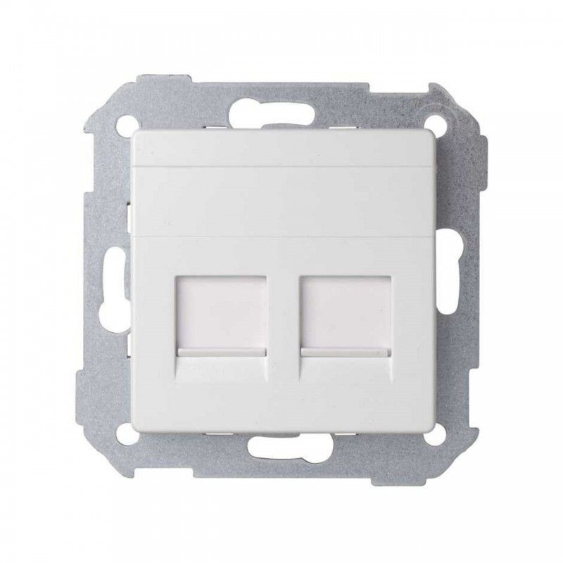 Conceito Simon 82 | Placa plana universal v&d c/g pó 2 RJ45 branco fosco SIMON 8200006-090