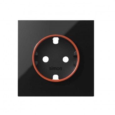 Tapa Simon 100 con aro rojo para base de enchufe schuko negro SIMON 10000037-138