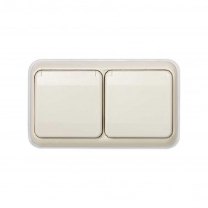 Tapa con marco empotrar con 2 elementos IP54 Simon 44 beige SIMON 44529-38