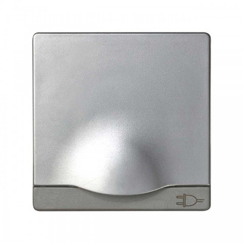 Tapa articulada enchufe 2 polos+toma tierra lateral seguridad Simon 82 aluminio SIMON 82090-33