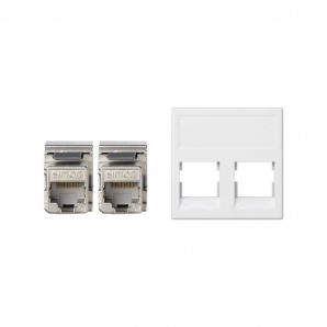 Placa V-D K45 plana con 1 conector RJ45 categoria 6 FTP en colro blanco nieve SIMON KB096F/9