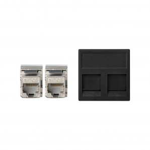 Placa V-D K45 plana con 2 conectores RJ45 categoria 6 FTP grafito SIMON KB96F/14