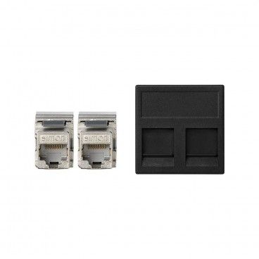 Placa V-D K45 plana con 2 conectores RJ45 categoria 6 FTP grafito SIMON KB96F/14