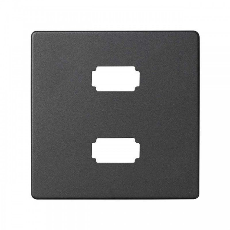 Placa Simon 82 para conector 2xUSB 2.0 tipo-A grafito SIMON 8201090-038