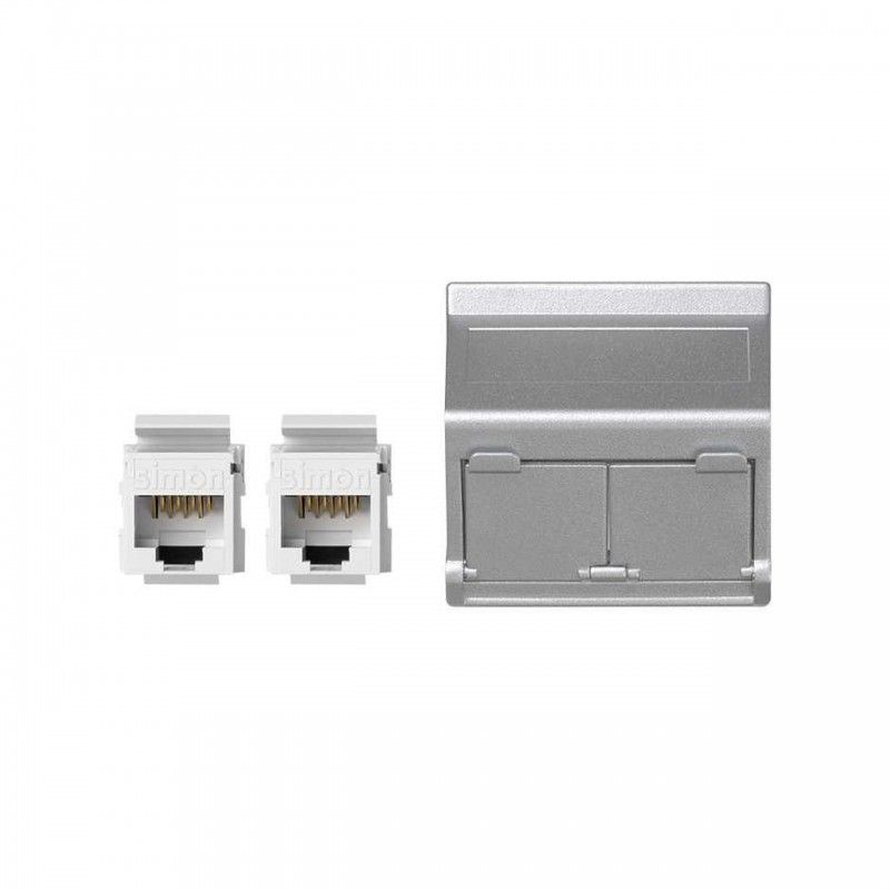 Placa UTP K45 VD RJ45 categoria 5E com 2 conectores de alumínio SIMON KB8095U/8