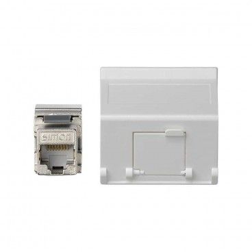 Placa K45 V-D guardapolvo RJ45 categoria 6 FTP blanco nieve SIMON K8096F/9