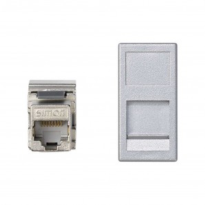 Placa K45 V-D medio mecanismo RJ45 categoria 5E FTP aluminio SIMON KA95F/8