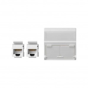 Placa K45 V-D guardapolvo 2RJ45 categoria 5E UTP blanco SIMON KB8095U/9