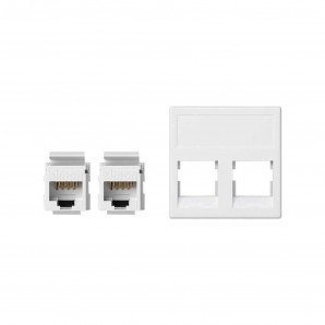 Placa K45 sin guardapolvo 2RJ45 categoria 5E UTP blanco nieve SIMON KB095U/9