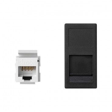 Placa K45 medio mecanismo plano guardapolvo grafito RJ45 categoria 6 UTP SIMON KA96U/14