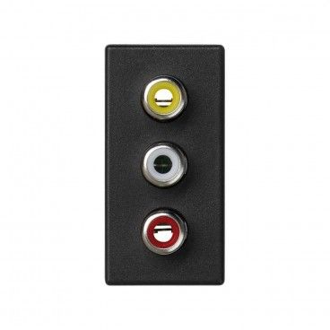 Placa K45 medio mecanismo con 3 conectores RCA audio gris grafito SIMON K105B/14