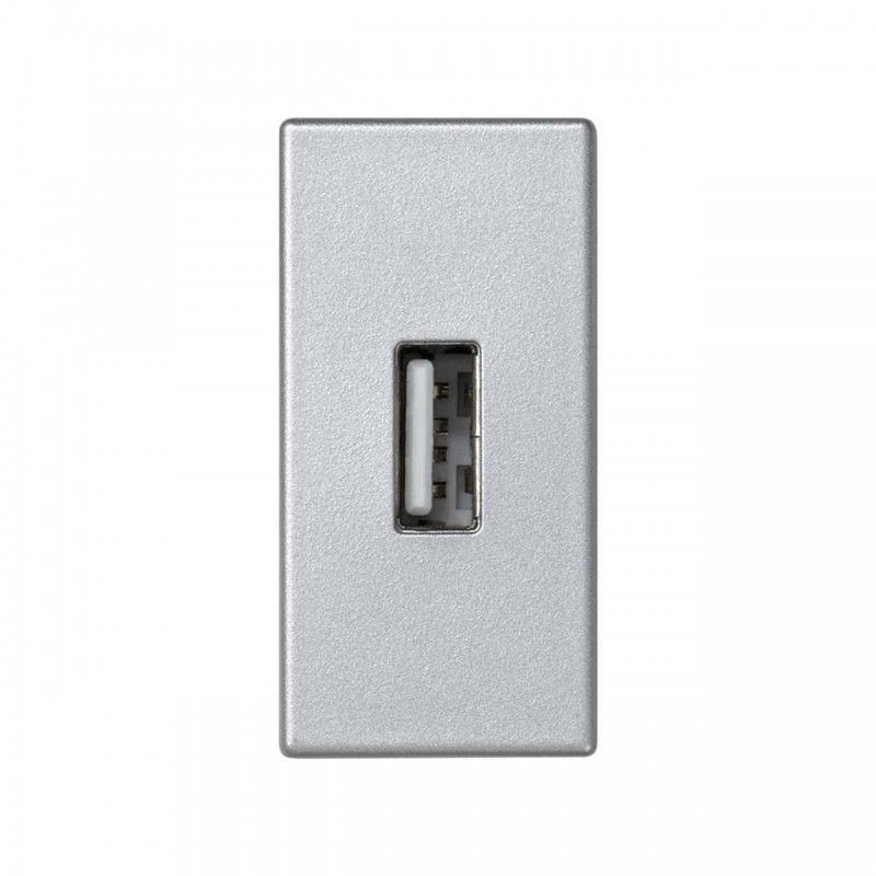 Placa meio mecanismo K45 com 1 conector USB tipo A alumínio SIMON K128B/8