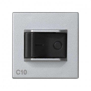 Placa K45 com interruptor magnetotérmico bipolar 10A DIN em alumínio SIMON K106A/8