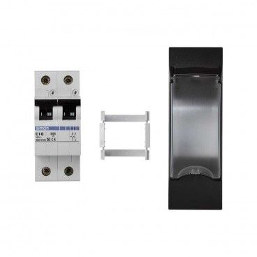 Placa K45 3 mecanismos con magnetotérmico bipolar 10A gris grafito SIMON KF04B/14
