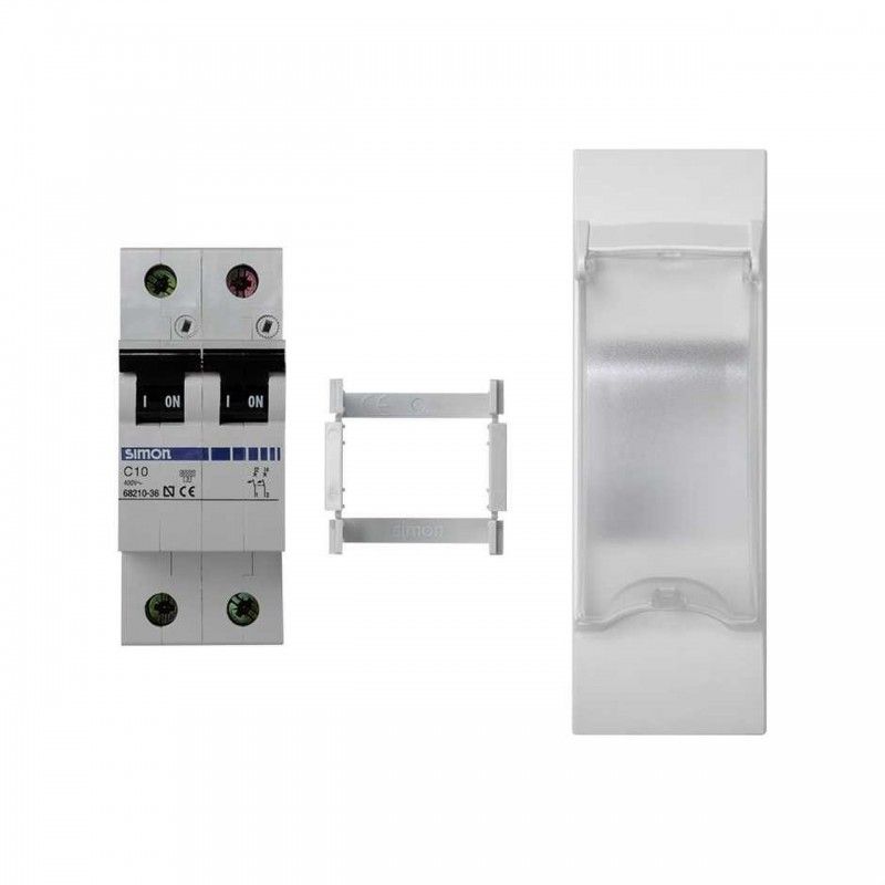 Placa K45 3 mecanismos con magnetotérmico bipolar 10A blanco nieve SIMON KF04B/9