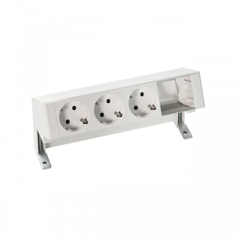 Kit de mesa personalizável com 3 tomadas Schuko e 1 elemento vazio branco SIMON 42403000-130