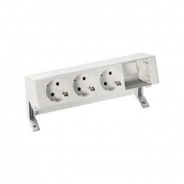 Kit de mesa personalizável com 3 tomadas Schuko e 1 elemento vazio branco SIMON 42403000-130