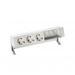 Kit de sobre mesa personalizable Simon 400 con 3 bases de enchufe schuko y 2 elementos vacíos blanco SIMON 42503000-130