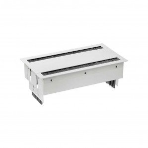 Kit dentro de la mesa personalizable Simon 400 con tapa doble y cepillo, 8 schukos y 4 huecos blanco SIMON 46604000-130