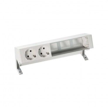 Kit de sobre mesa personalizable Simon 400 con 2 bases de enchufe schuko y 3 elementos vacíos blanco SIMON 42502000-130