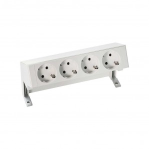 Kit completo de mesa com 4 tomadas Schuko brancas SIMON...
