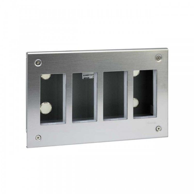 Caja metálica empotrar 4 módulos para 8 mecanismos K45 aluminio SIMON KTC400/8