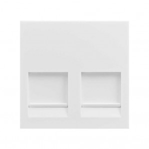 Placa plana Simon 400 con guardapolvo para 2 conectores RJ45 con clipaje BeldenCDT blanca SIMON 40013089-030