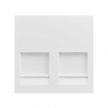 Placa plana Simon 400 con guardapolvo para 2 conectores RJ45 con clipaje ITT Cannon blanca SIMON 40016089-030