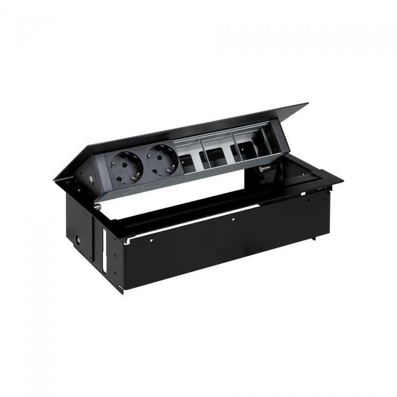 Kit dentro de mesa preta personalizável e barbatana 2 schukos e 3 elementos vazios com tampa SIMON 45502000-138
