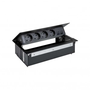 Kit interior de mesa completo preto 4 placa schuko para 2...