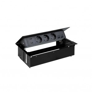 Kit dentro da mesa carregador preto completo 2xUSB 3...