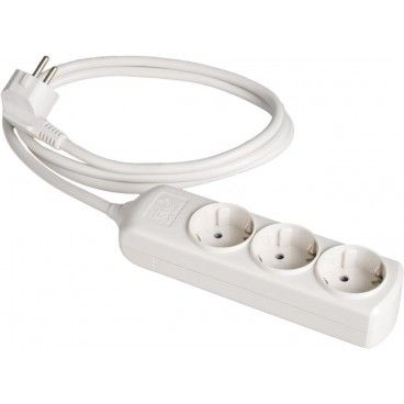 Extensão com 3 tomadas bipolares 16A 250V branca com obturador SOLERA 8013