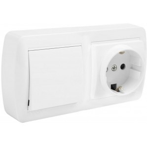 Base fissa 2P + T 16A 250V + doppio interruttore / interruttore 10AX 250V 148x72x28 bianco SOLERA MUR36U