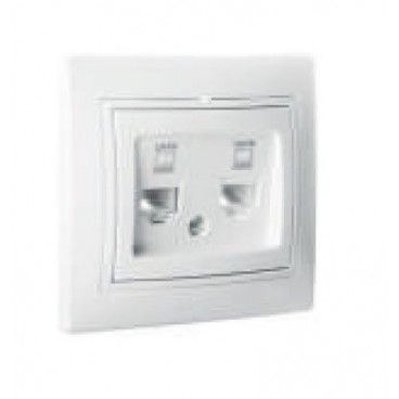 Double data socket RJ45 category 6 83x81 white SOLERA ERP88 / 2U