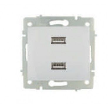 Cargador doble USB Input 230V Output USB 5V 4200mA Stand by  0,1W empotrar blanco 83x81mm Monobloc SOLERA ERP2USB
