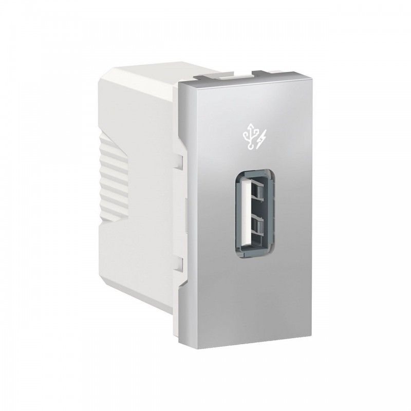 Cargador simple USB 1A 2 módulos aluminio SCHNEIDER NU342830