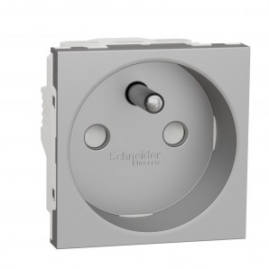 Base de soquete Schuko 2P+TT F alumínio SCHNEIDER NU303930