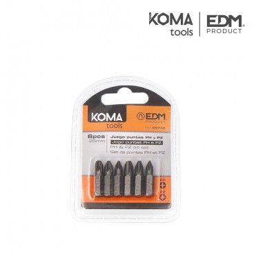 Conjunto de 6 bits PH 1-2-3 PZ 1-2-3 x 25mm KomaTools