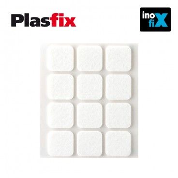 Pack de 12 feltros adesivos sintéticos brancos 22x22mm Plasfix INOFIX