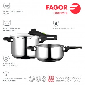 Olla express - FAGOR DUO 8, Olla a Presión 7,5 Litros, Inducción, Express  Super Rápida, Acero Inox. 18/10, Todas Cocinas