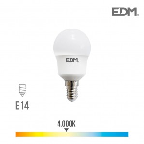 Bombilla esferica led e14 8.5w 940 lm 4000k luz dia edm
